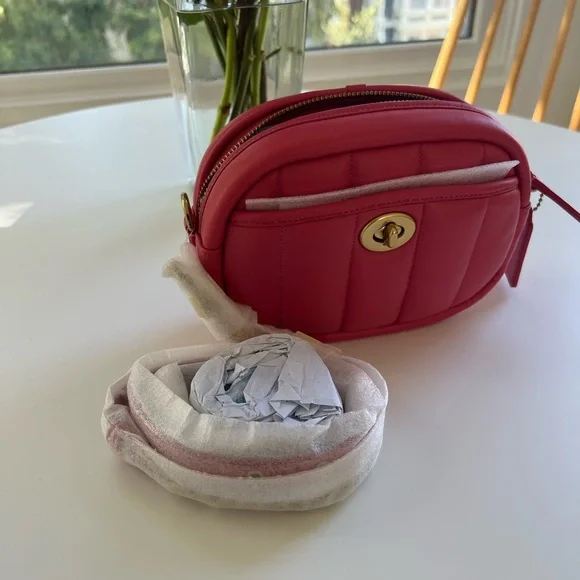 NWT Coach Pink Quilted Camera Bag
